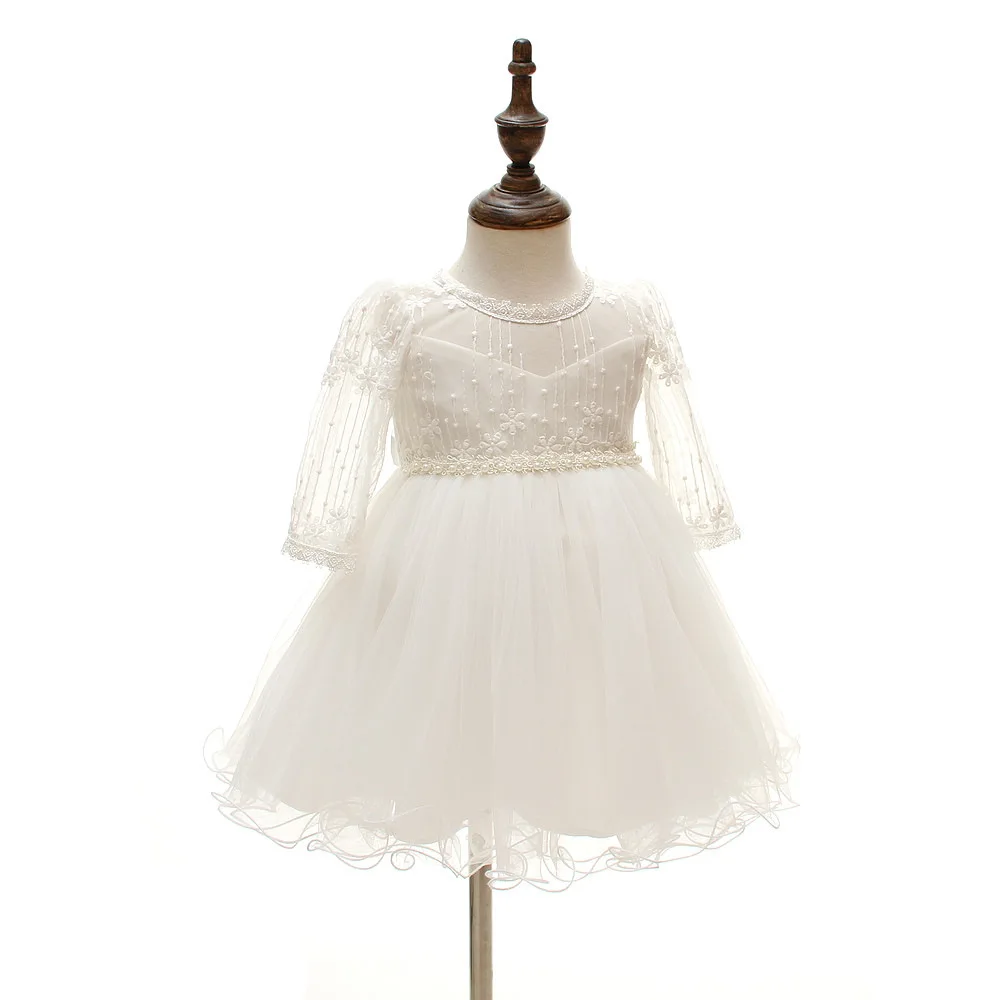 

Wholesale Baby Girl Baptism Christening Blessing Costume Full moon Wash Party Wedding Dress B-8515