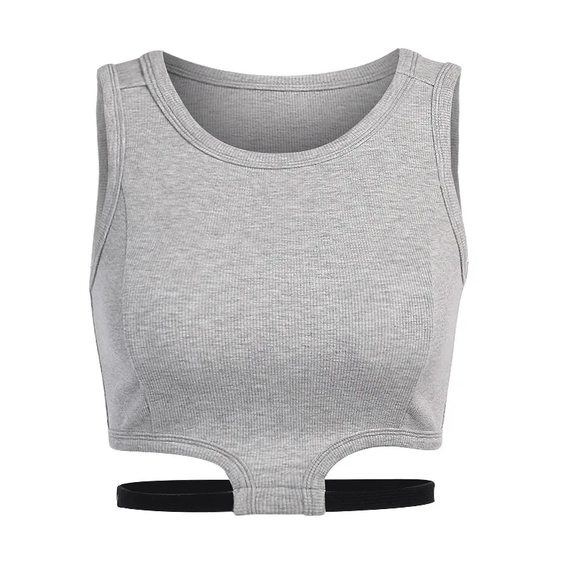 

slim navel revealing sexy and careful machine sleeveless vest, Solid
