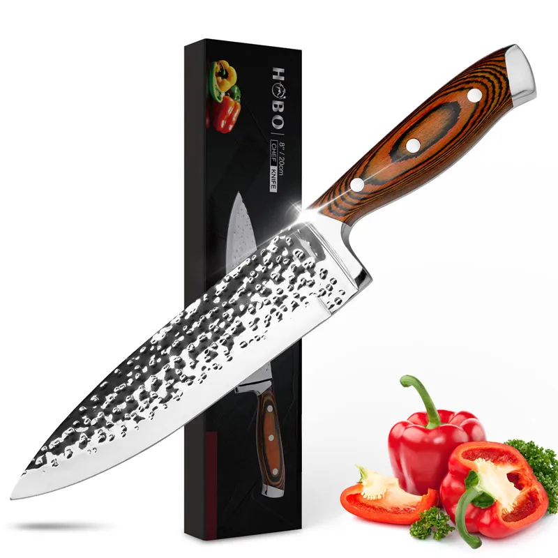 

8 Inch Blade Stainless Steel Chef Knife Professional Wooden Handle Kitchen Knife Set