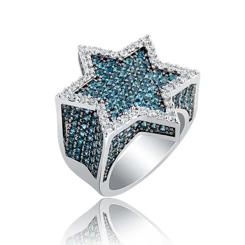 

Hip-hop Jewelry Full Gem Men's Ring Character Hexagonal Ring Tiktok jewelry