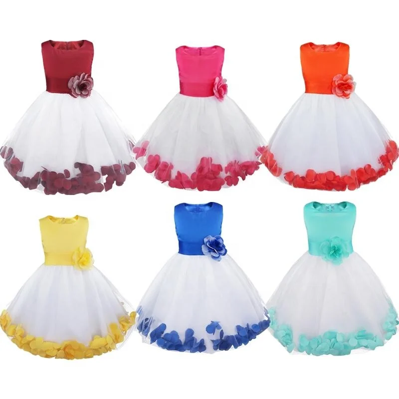 

Kids Toddler Girls Flower Petals Tulle Formal Wedding Pageant Dress