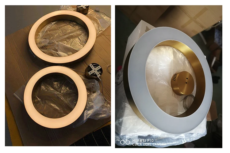 Modern round gold stainless steel acrylic project home decor Pendant lamp Chandelier