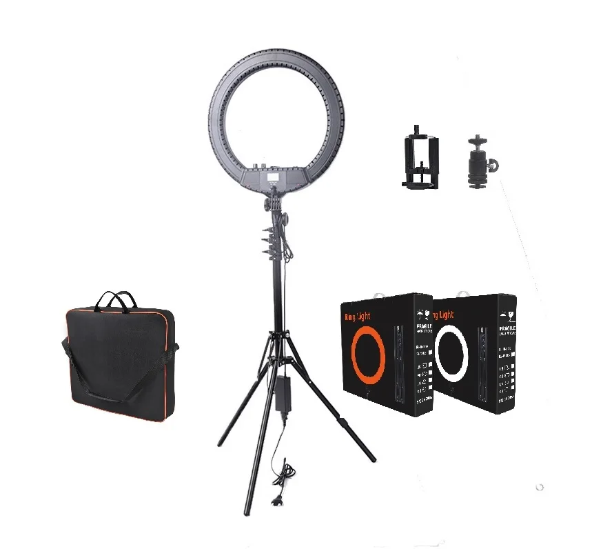 

FOSOTO RL-18IIB 18 inch ring light bi-color large photography led ring lamp with tripod stand for Youtube Makeup Ringlight, Black