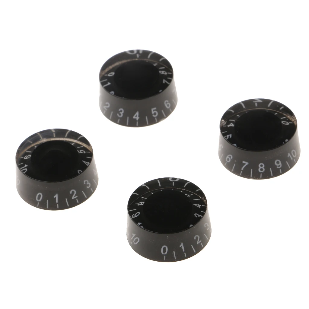 

4pcs/pack Volume Tone Control Knobs with Number Plastic for Les Paul Electric Guitar Black, Silver