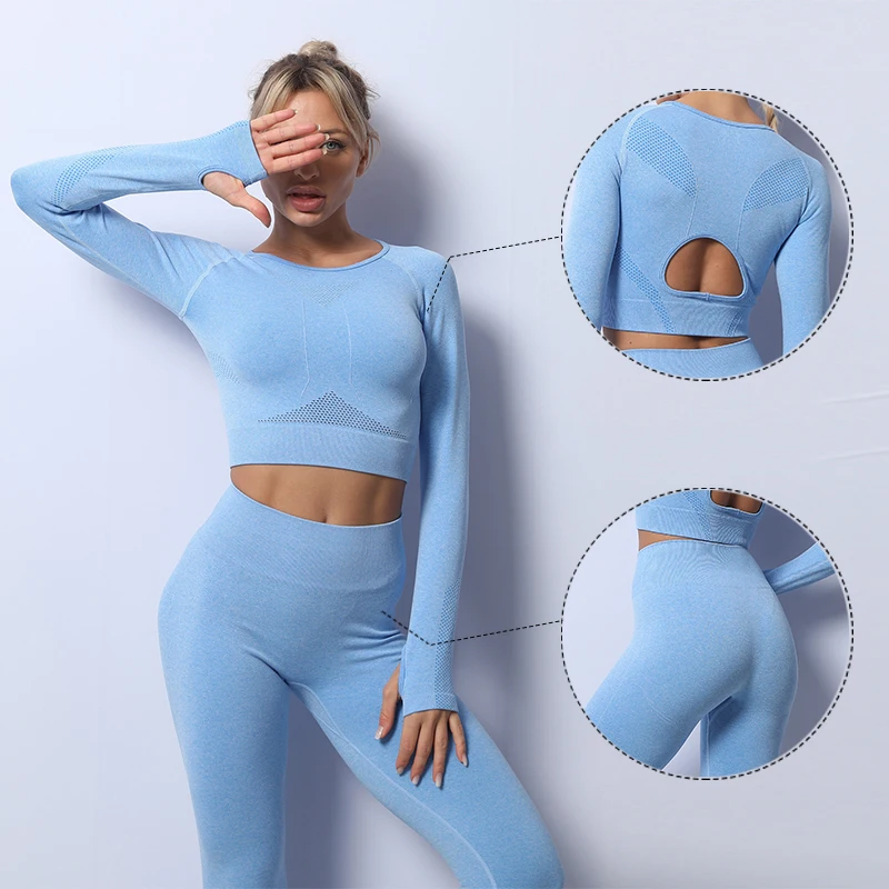 

High quality breathable and comfortable sports yoga suit sportswear fitness suit 5pcs, 3 colors