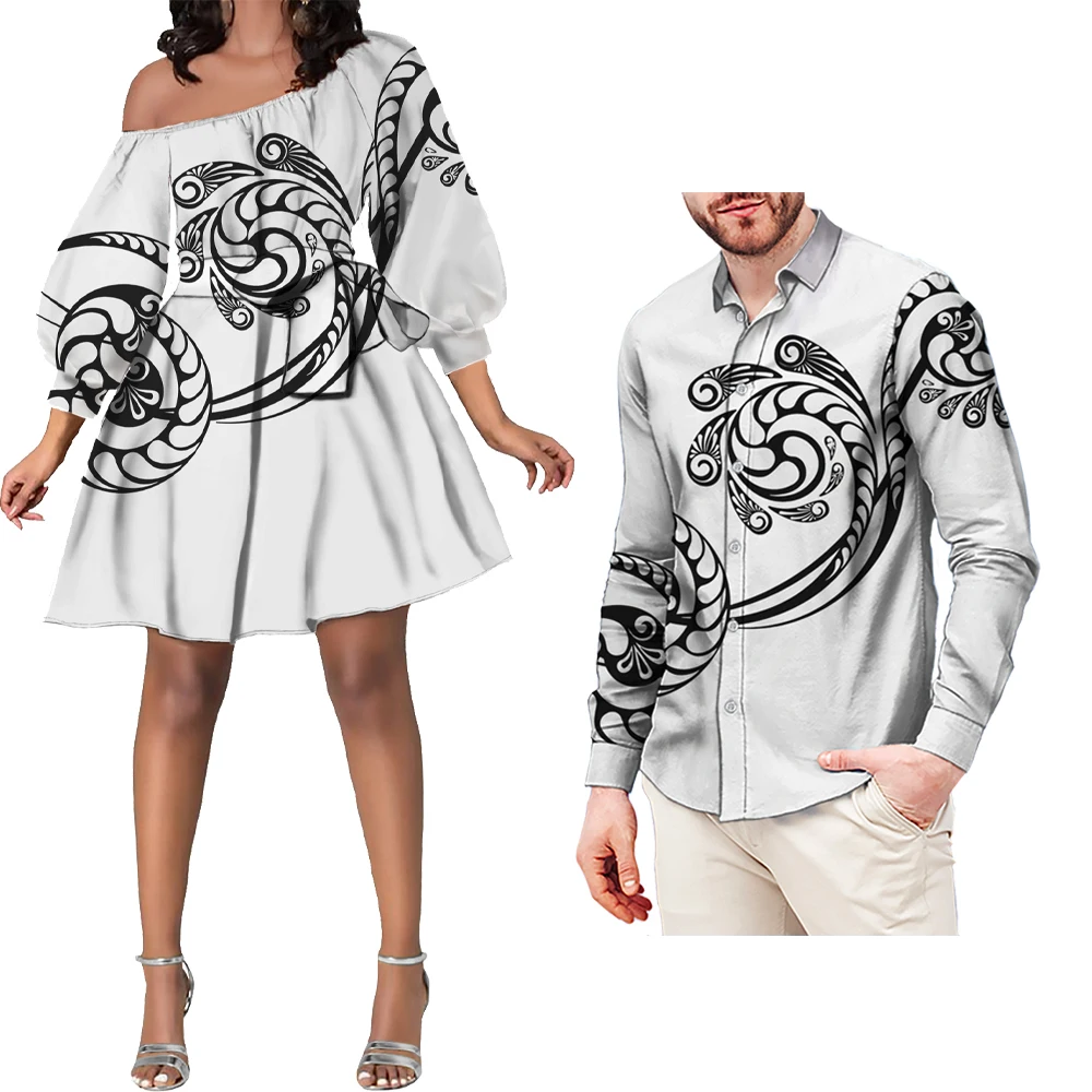 

Drop Shipping 1 MOQ Polynesian Samoan Tribal Design Custom High Quality Girls Party Dresses Princess Long-Sleeved Shirt, Custom color