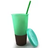 Wholesale and promotion BPA free PP reusable temperature sensing 700ml 24oz magic color changing stadium cup