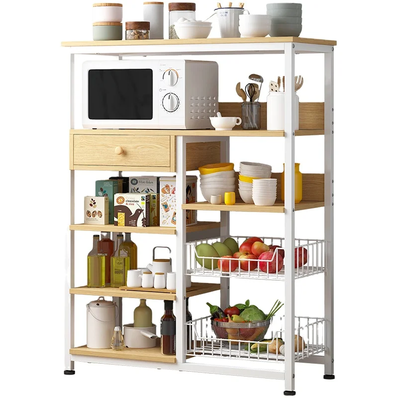 

Floor-type multi-layer space-saving storage rack, White and black