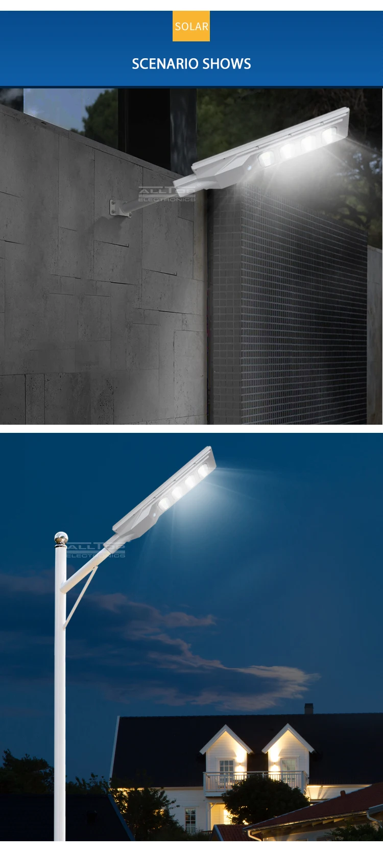 ALLTOP New modern outdoor waterproof IP65 ABS smd 30 60 90 120 150 w all in one solar led streetlight