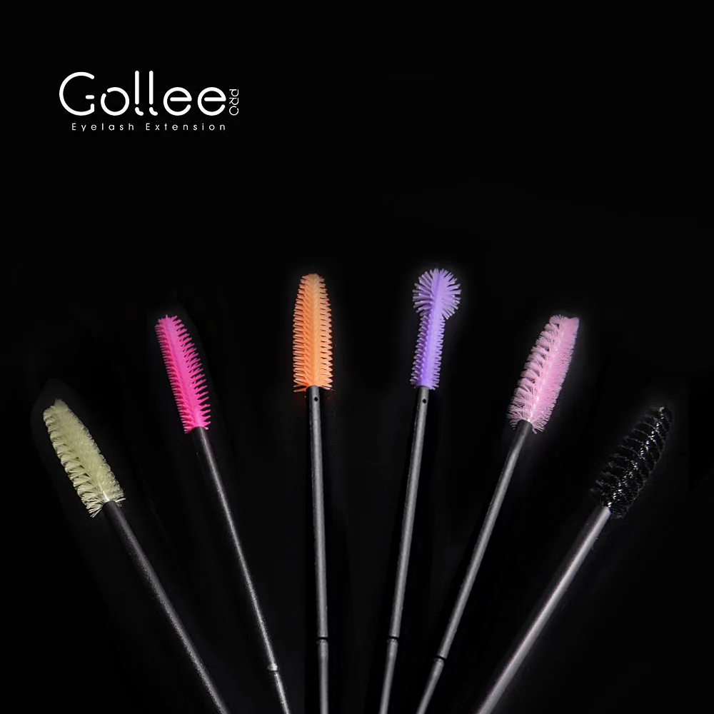 

Gollee Customized Eye Lash Brush For Retractable Makeup Eyelash Brush Wand Eyelash Extension Brush, Black/blue/ dark yellow/ light yellow/pink /purple