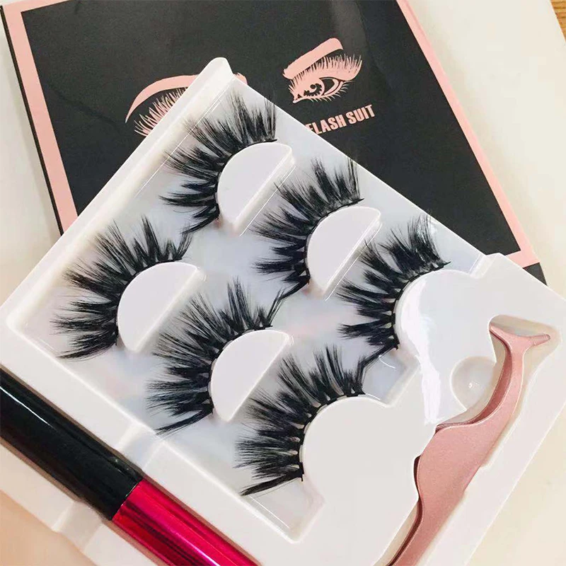 

Free Sample Wholesale Magnetic Eyelashes Kit Private Label 10 Magnet Eye Lashes with Customized Magnetic Lash Packaging, Natural black