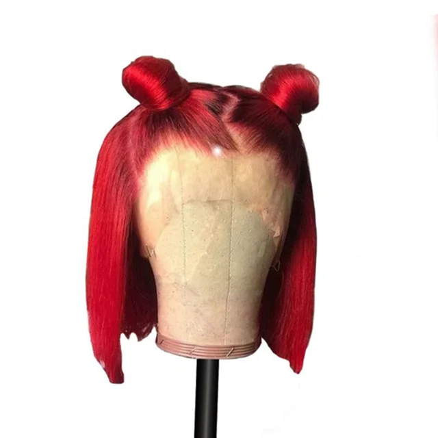 

Color Bob Wig Lace Front Bob Wig Red for Black 13x4 Remy Human Hair Women Straight INDIAN Hair Unprocessed Virgin Remy Hair 1pcs