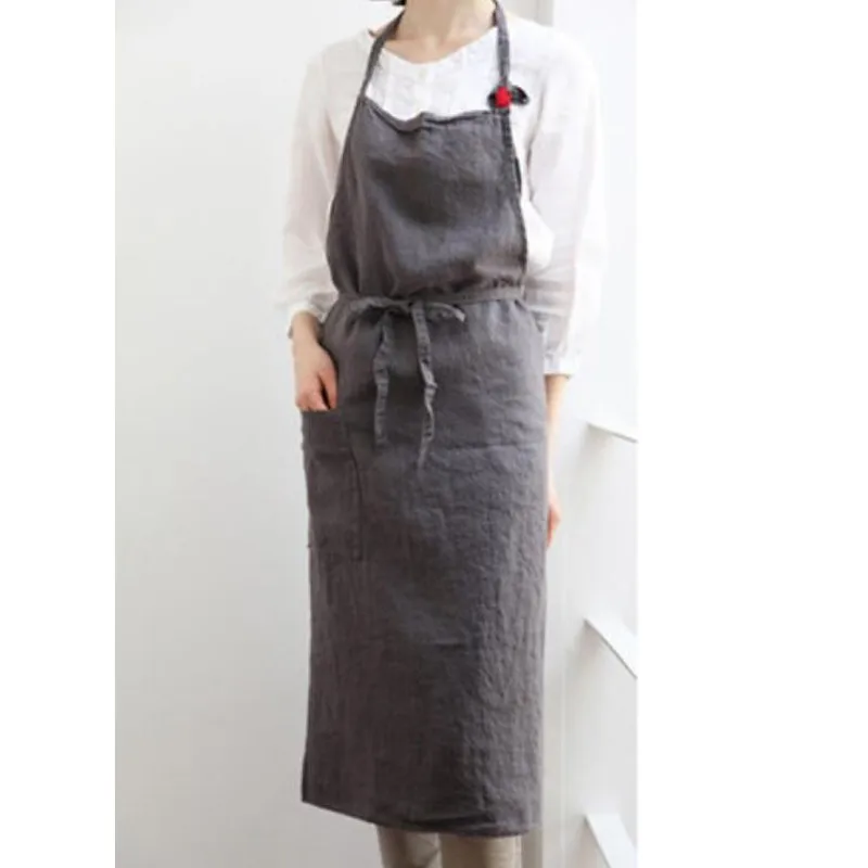 

Linen cotton linen apron flower painting embroidery fashion apron, As show