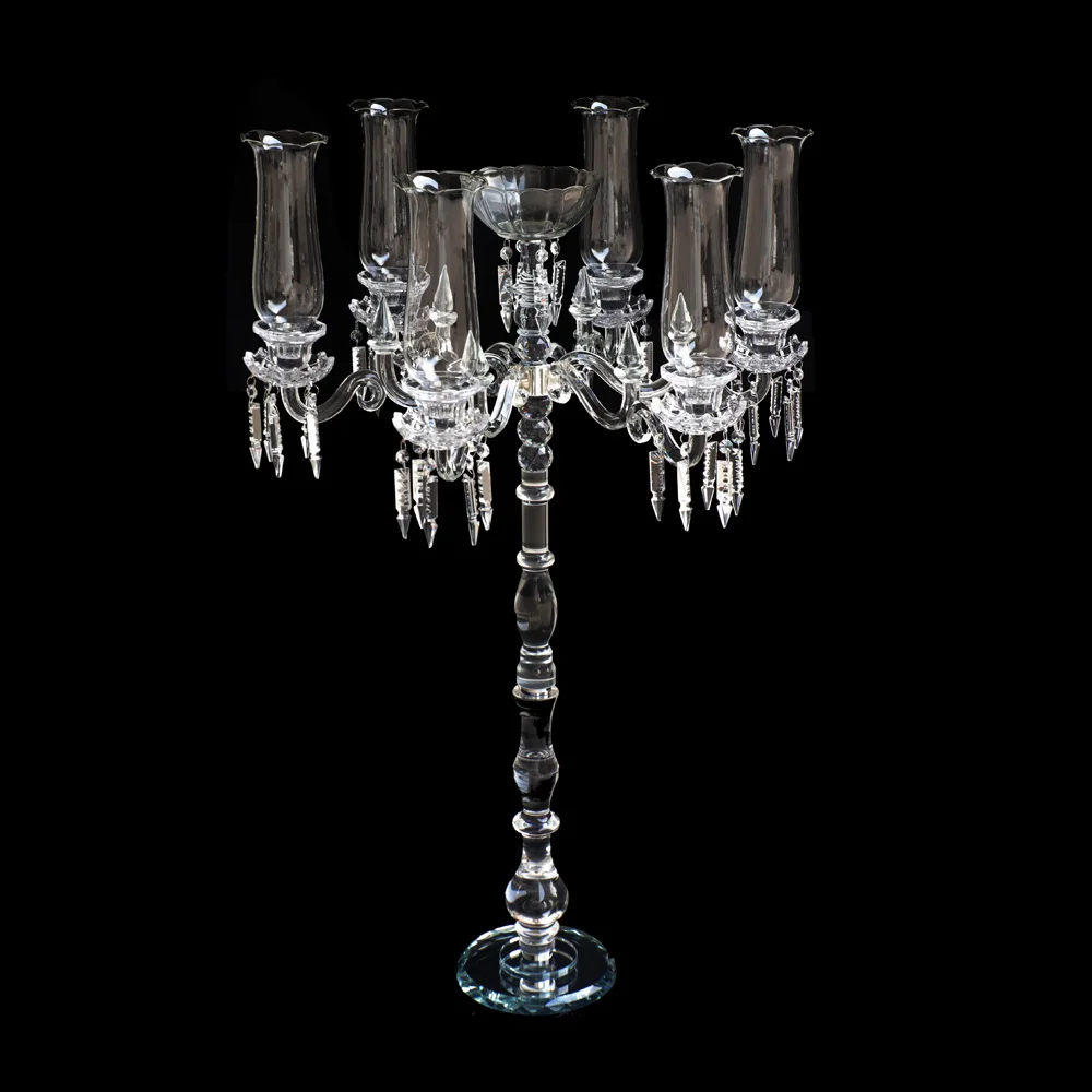 Glass Hurricane 7 Arms Crystal Wedding Candelabra Mhz0243 Buy Table Candelabra,Wedding