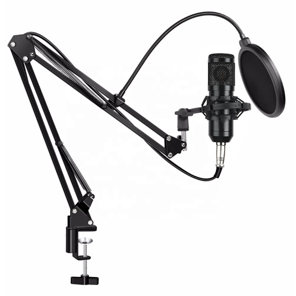 

Cheap oem manufacturer wholesale bm800 condenser mic wired recording microphone set, Black