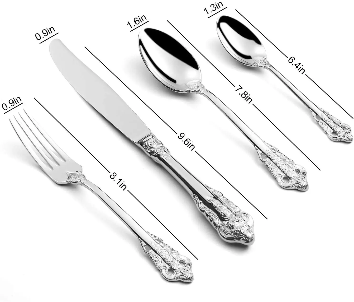 

Mirror Stainless Steel Gold 4 Pieces Wedding Flatware Cutlery Gift Set, Silver