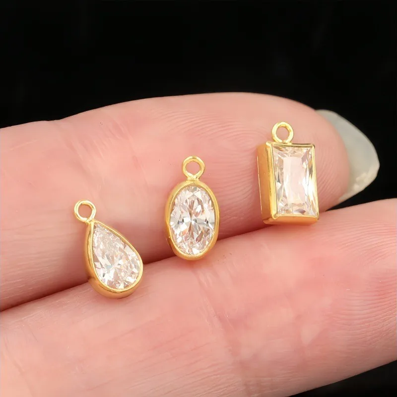 2026 New AAA Grade Zircon Stone Drop Charms for Permanent Bracelet Necklace Making Gold Filled Jewelry Findings