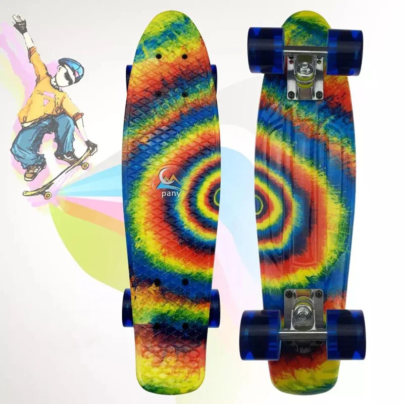 

mini 22 inch complete blank deck plastic fish board cruiser skateboard with big LED wheel, Customized color