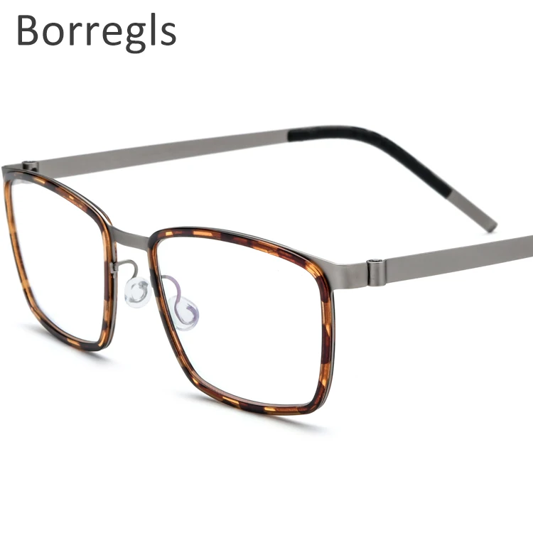 

Borregls Acetate Alloy Glasses Frame Men 2020 New Square Myopia Optical Prescription Eyeglasses Screwless Korea Eyewear 28629