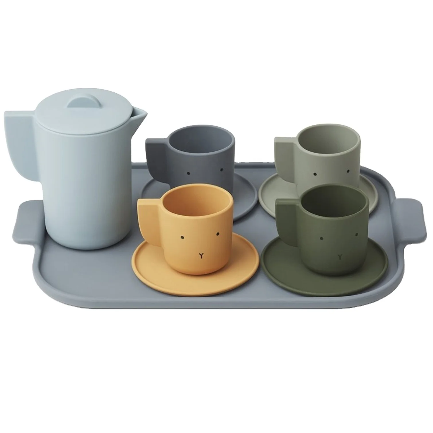 

Non-Plastic Silicone Tea Set, Customized Silicone Tea Cup Set
