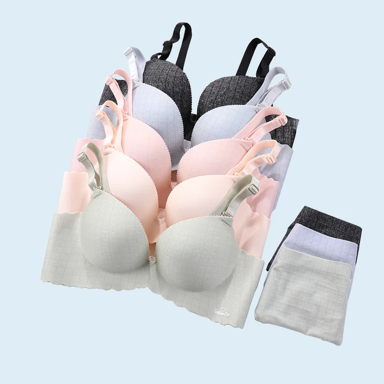 

hot selling Seamless Wireless Women Underwear Girls Bra and panty sets, Black, skin color, light green, light blue, pink