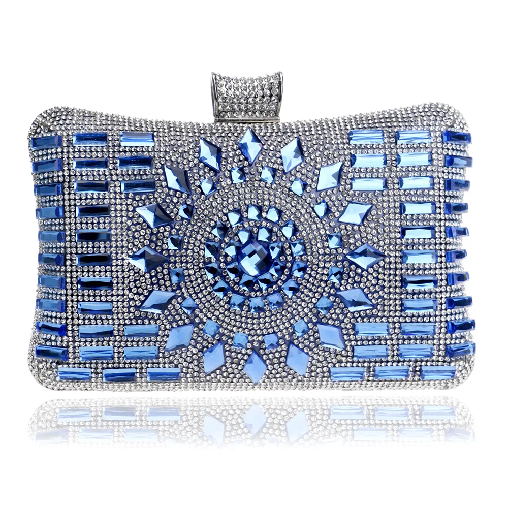 

Best Selling Beaded Clutch Metal Rhinestone Bag Silver Football Heart Diamond Purse Bling, Blue,black,golden,silver
