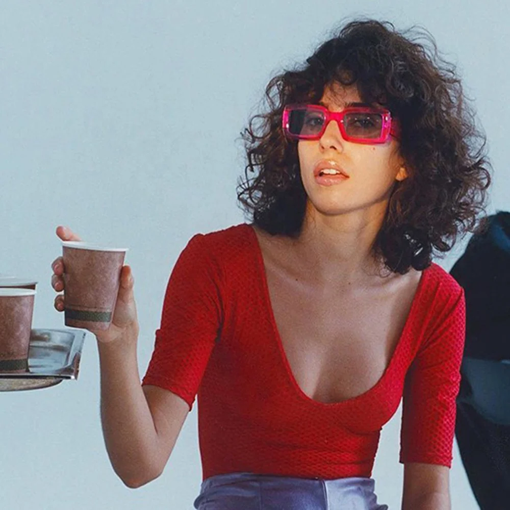 

22090 Newest Thick Square Tinted Plastic Frame Sun Shades Good Quality Rectangle Colorful Fashion Women Glasses Sunglasses 2021, Custom colors