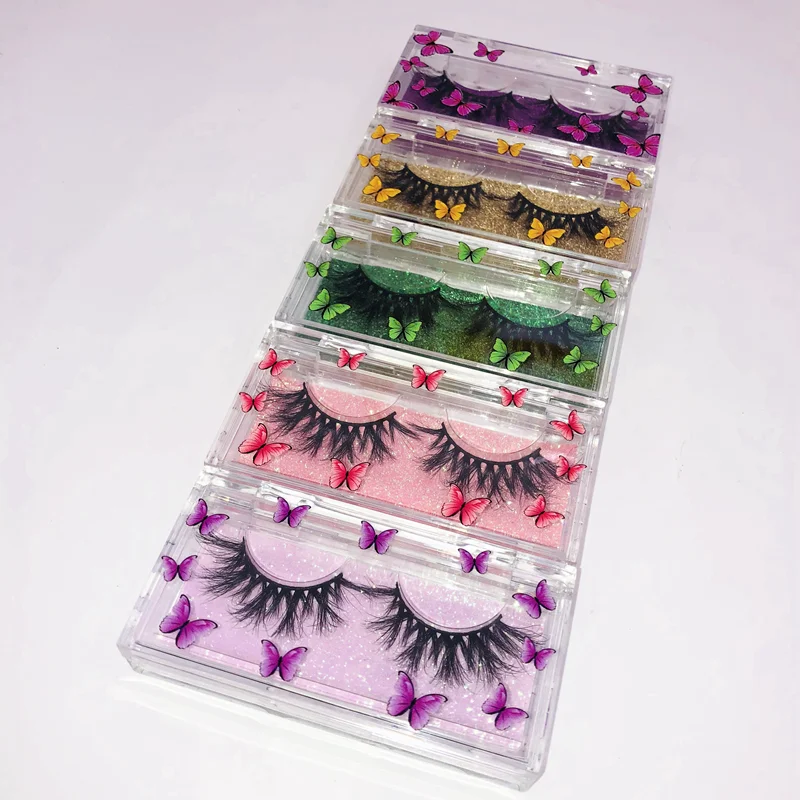 

Make your own Butterfly design Luxury 3d mink Eyelash holographic Packaging Boxes 22mm 25mm 27mm mink lash vendor, Natural black mink eyelashes