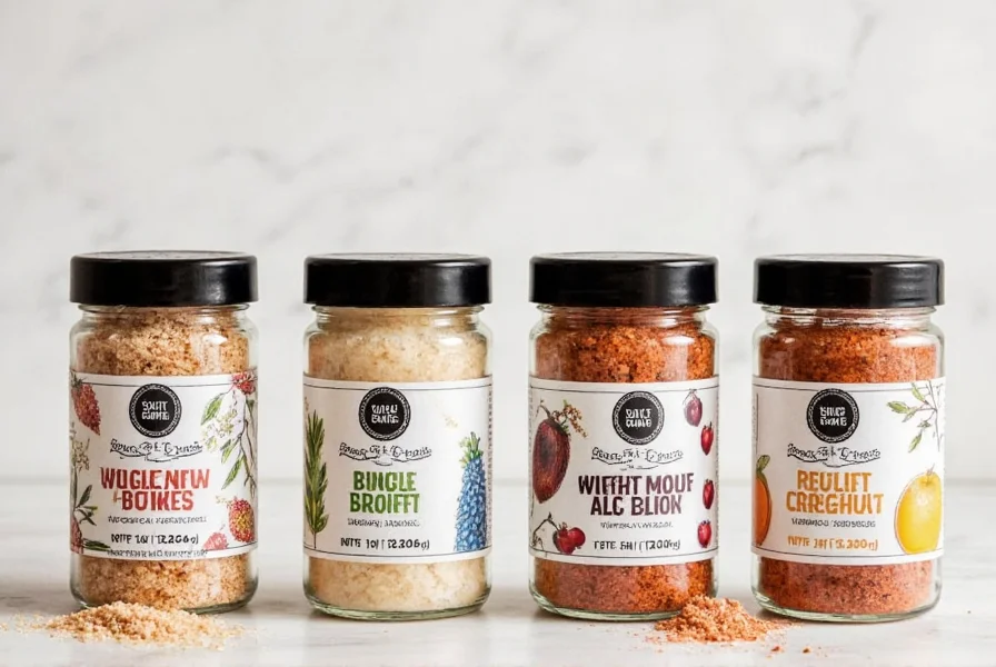 Various bottles of seasonal salt