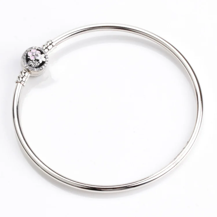 

2021 Hot Fashion Sterling Silver Snake Chain Charm Bracelet 1:1 with LOGO Engraved for PAN style women jewelry Gift PB0015