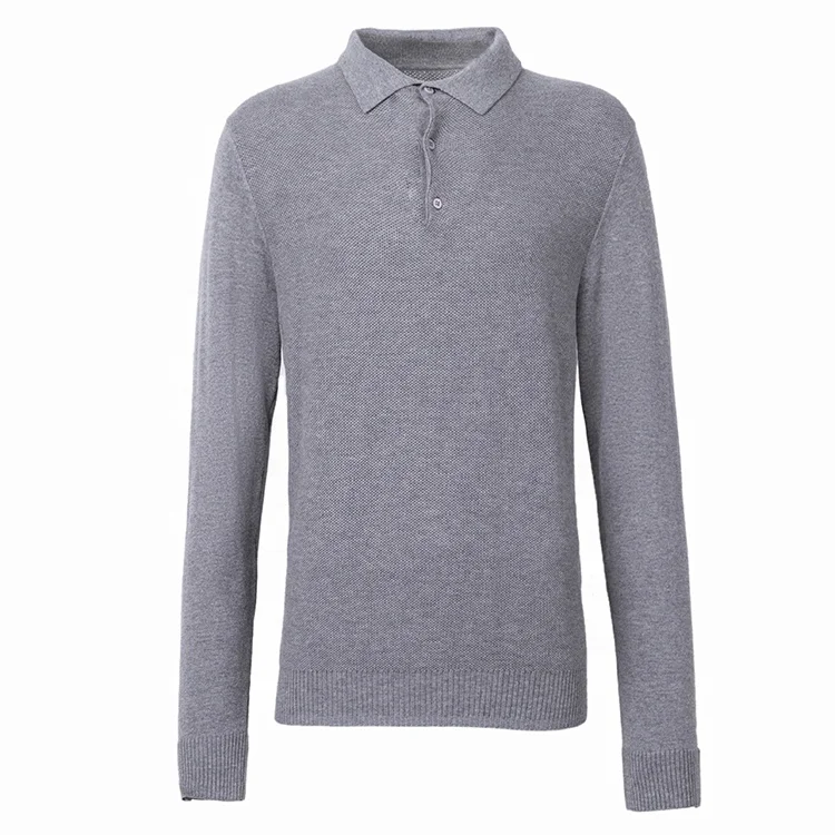 

Men Polo Neck Long Sleeve Casual Knit Sweater