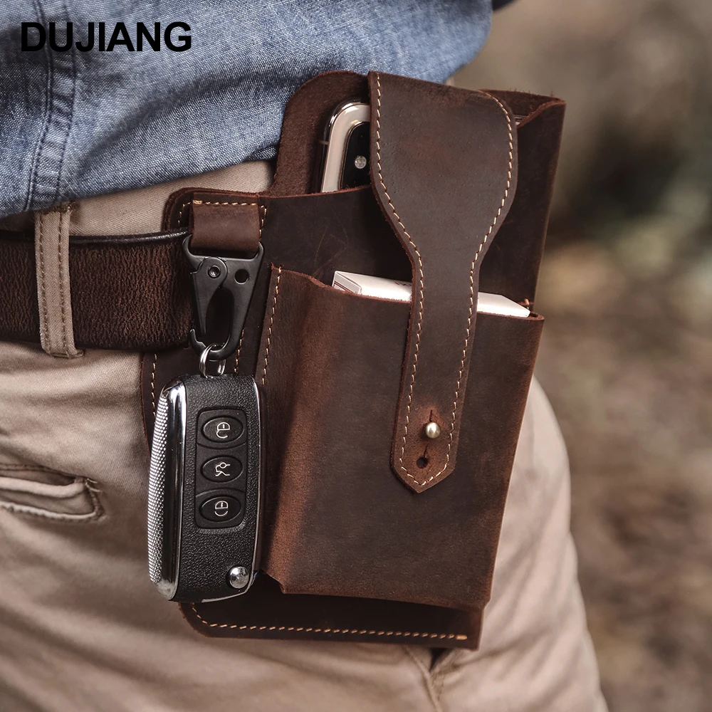 

Genuine Leather Mobile Phone Bag Cellphone Holder Case Waist Pack Bag Sport Portable Loop Leather Phone Holster For Men, Black, brown,coffee, blue