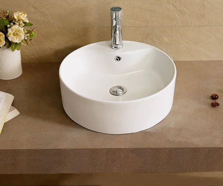 Round design high quality cheap price ceramic countertop bathroom sink wash hand basin