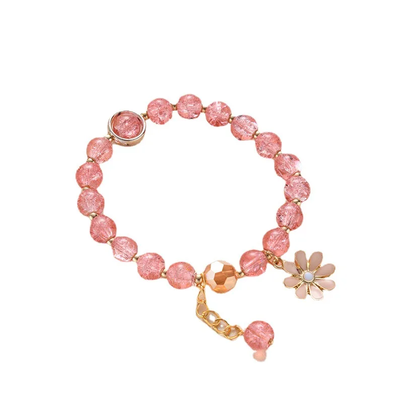 

Wholesale fashion luxury female plant bracelet, sunflower crystal bracelet, Daisy charm bracelet, Pink, color, yellow, green, red, white