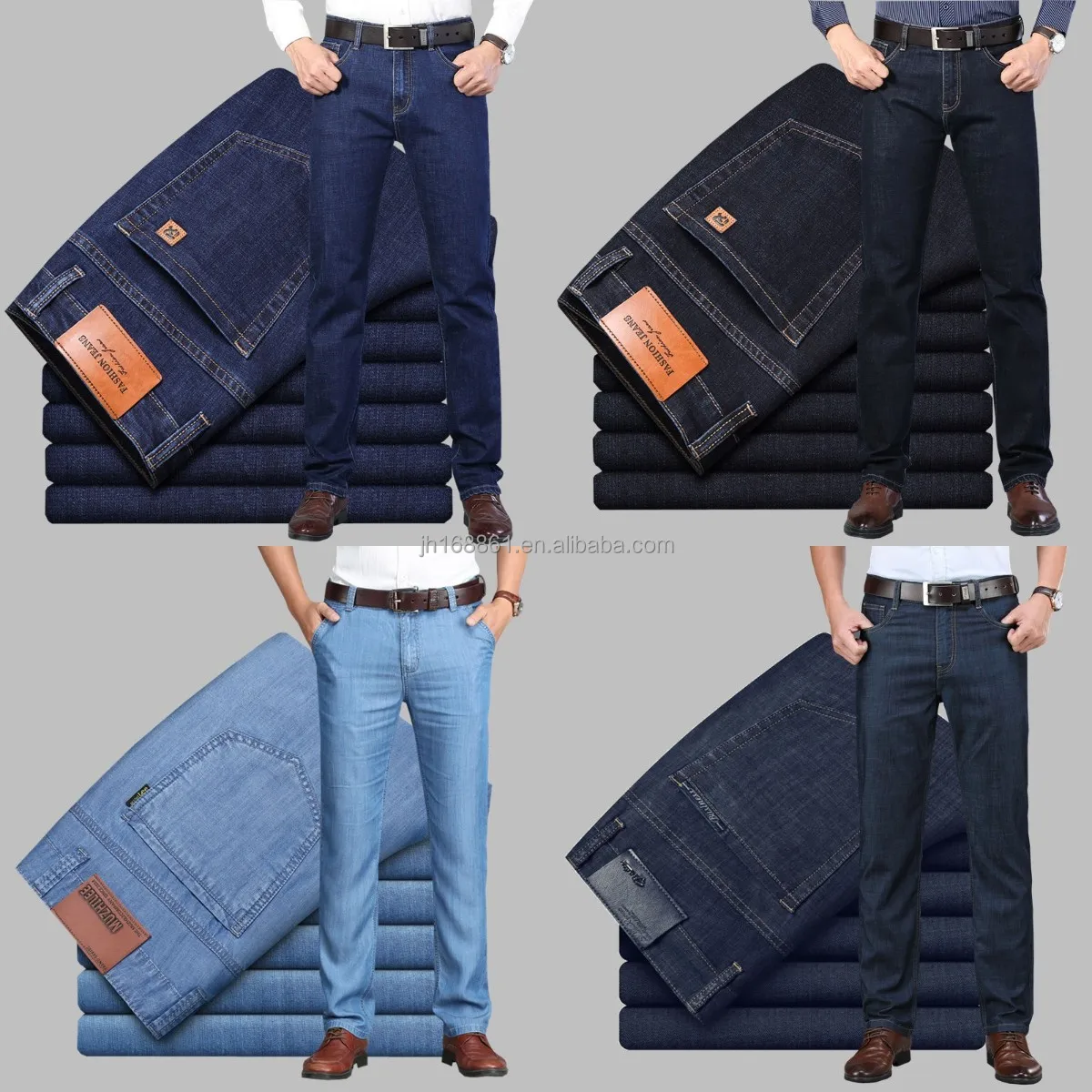 

Wholesale 2021 autumn and winter new fashion jeans men's trousers, stretch slim straight tube pure color plus size men's jeans, Customized color