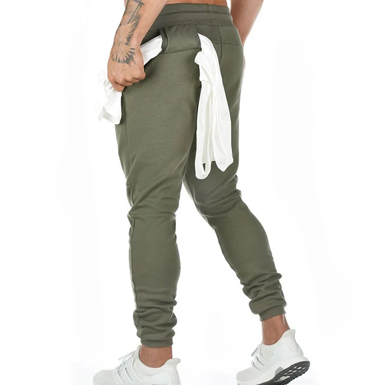 

100% Cotton Army-green Hanging Towel Men Sport Running Trousers Fitness Pants