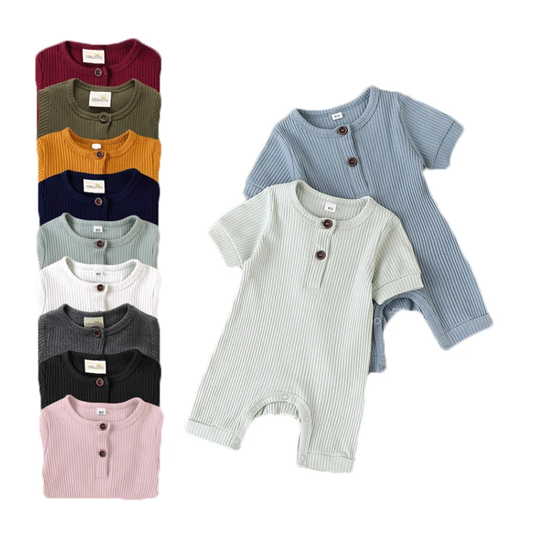 

Baby Short-Sleeved Multi-Color Hang Strips For Romper Solid Color Fashion Baby Rompers, 9 pieces kids clothing sets