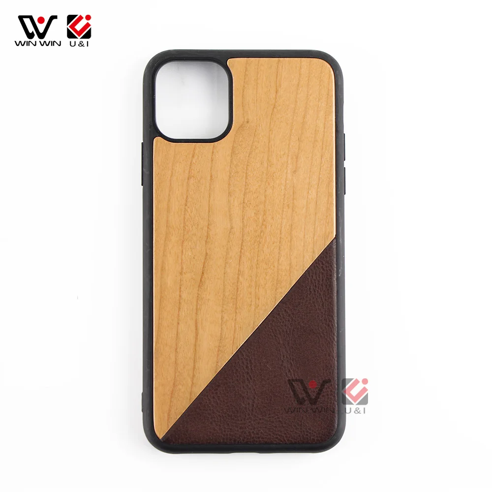 

Unique TPU Rubber Bumper Real Wooden Phone Cover For iPhone 11