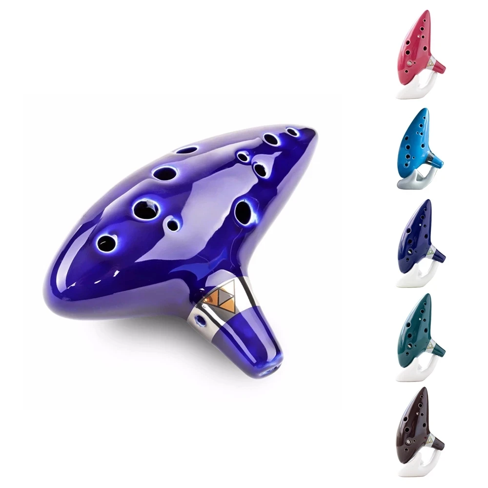 

The Of 5 Colors 12 Holes Kiln-fired Alto C Legend Zelda Flute of Time Ceramic Musical Instrument Anime Ocarina, As photo