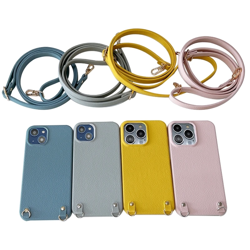 

Factory Customized Apple 13Pro Leather Phone Case with Lanyard Card Holder for iPhone12 Protective Case