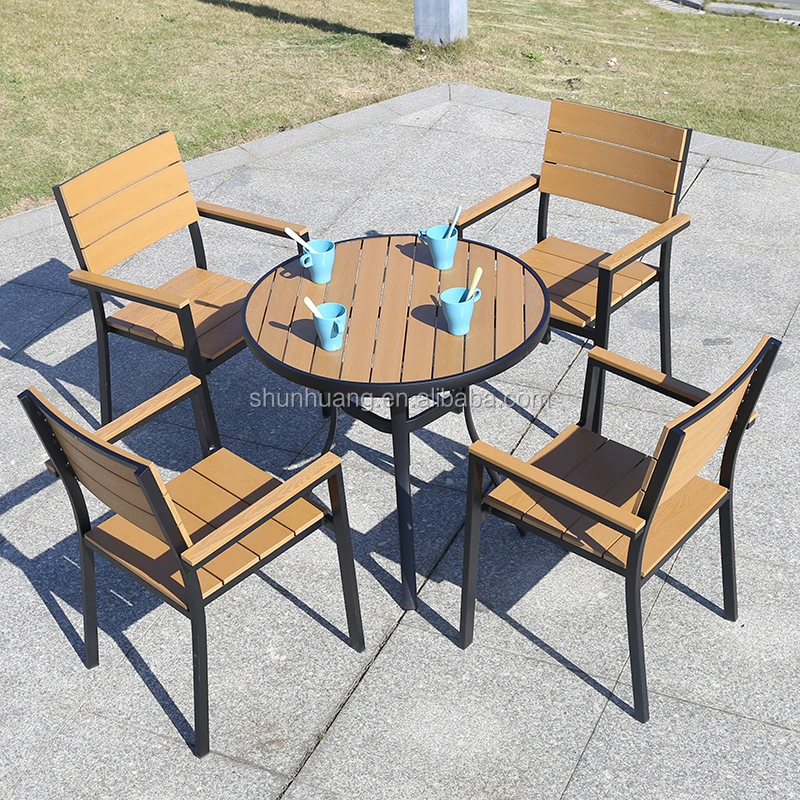 Popular Outdoor Garden Wood Furniture Tea Table With Aluminum Plastic