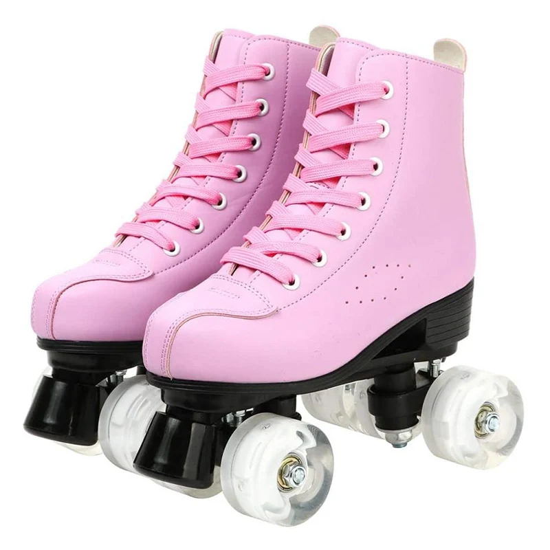 Ready to Ship 4-Wheel Quad Roller Skates for Adults Customizable PU Material with Flashing Feature Unisex Design for Boys Women