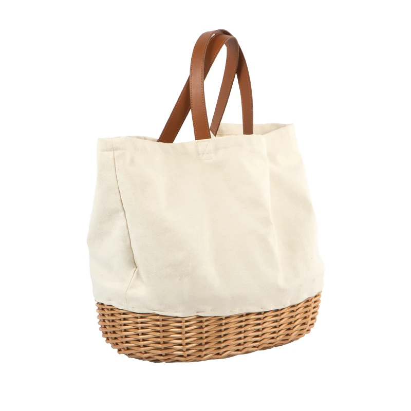 

new design carry handles wicker canvas picnic tote set willow tote beach custom picnic basket set for 2 Person, As photo o as requirement