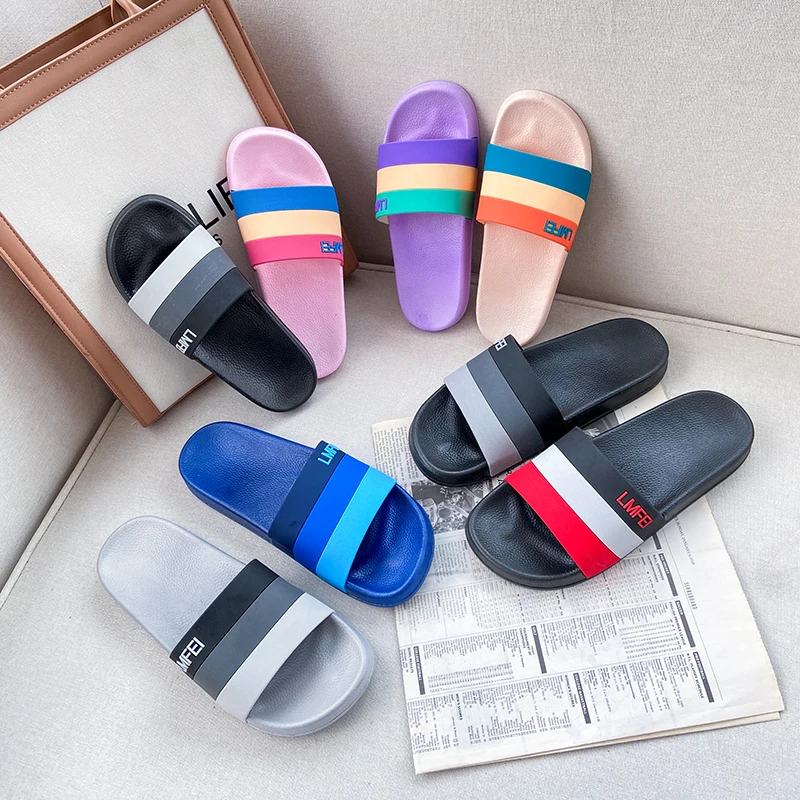 

Striped colorful slippers Men and women comfortable non-slip slippers of various colors