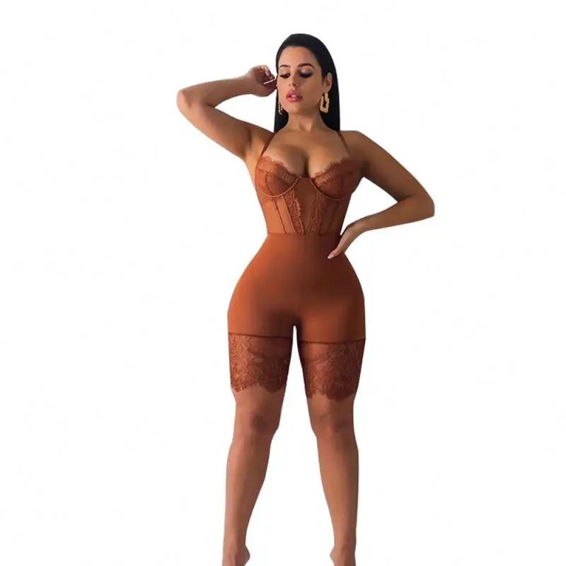 

2020 new produce sleeveless jumpsuit bodysuit jumpsuits jumpsuit rompers clubwear, Black/caramel