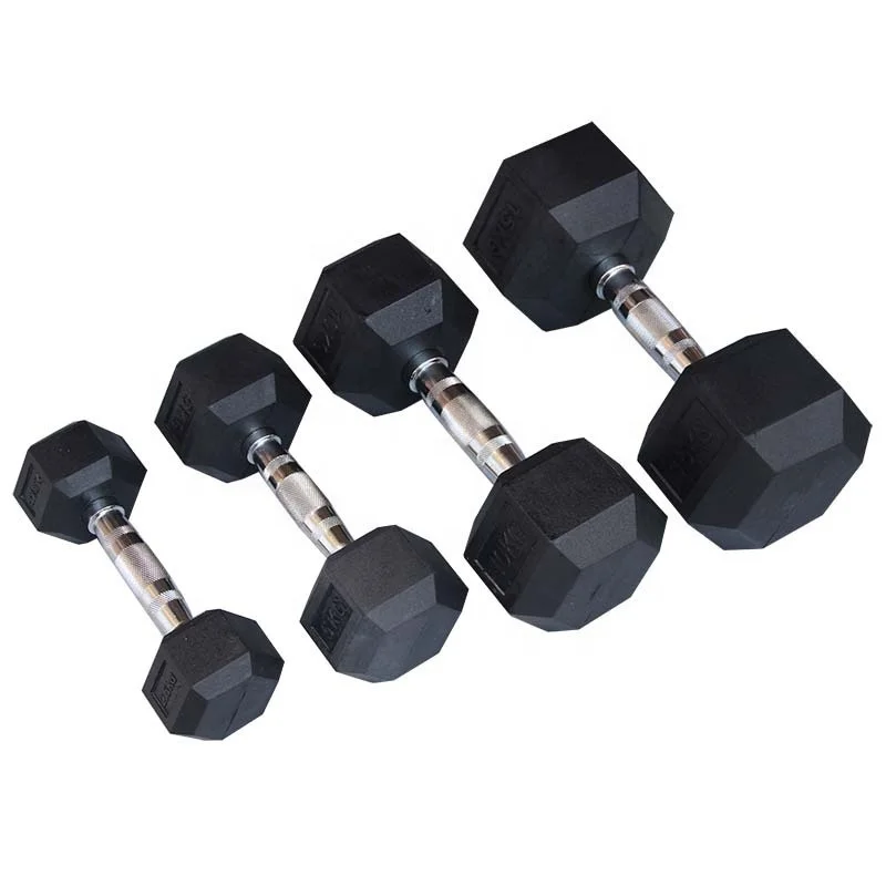 

Weight Lifting Black Color Cast Iron Fixed Rubber Coated Exercises Hex Dumbbell Gym