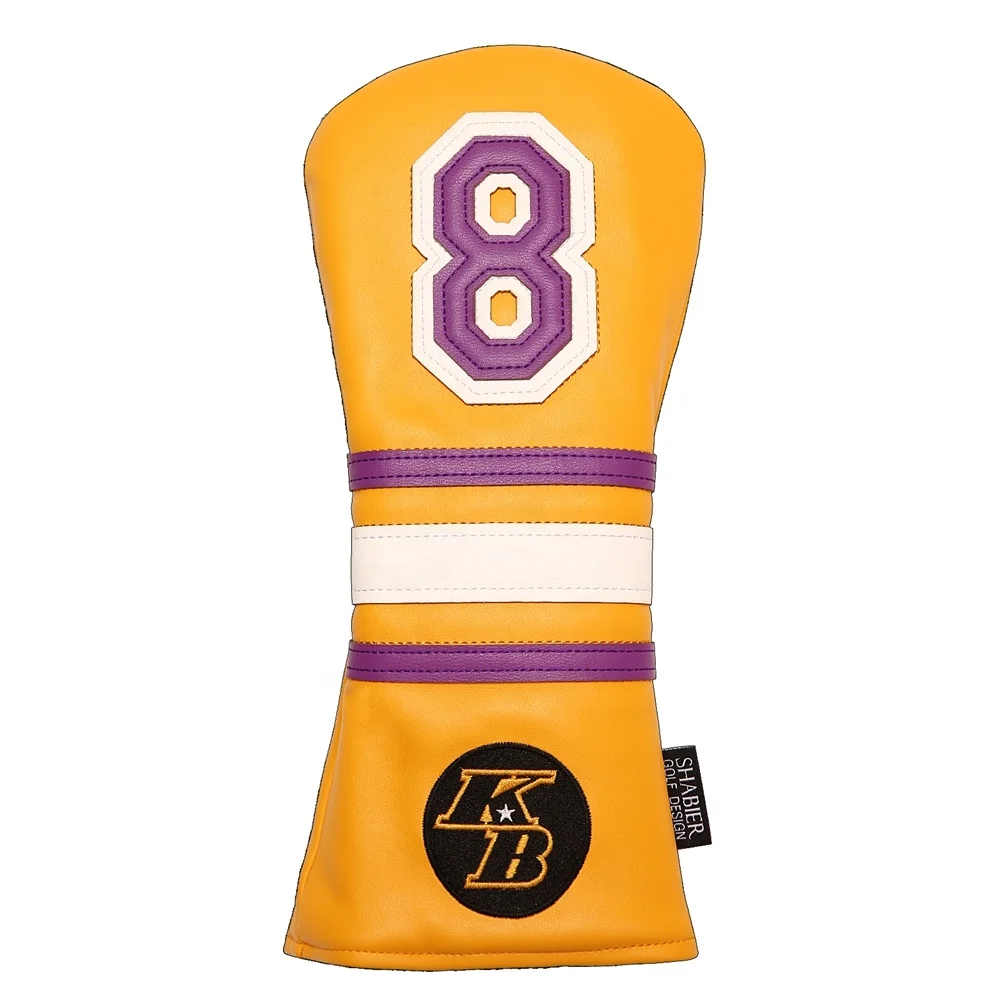 

Drop-Shipping Yellow PU Leather Number 8 Applique Embroidery Golf Club Headcovers for FW Fairway Wood
