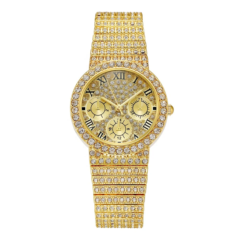 

Luxury Bling Hip Hop Chronograph Iced Out Watch Women Gold Starry Sky Diamond Watches