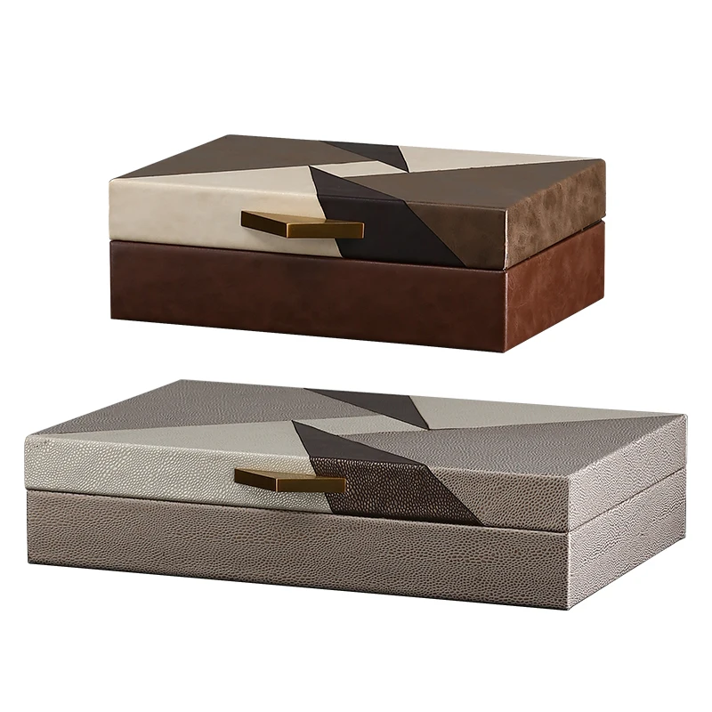 

Light luxury jewelry storage box New Chinese bedroom decoration Jewelry storage tray leather jewelry box