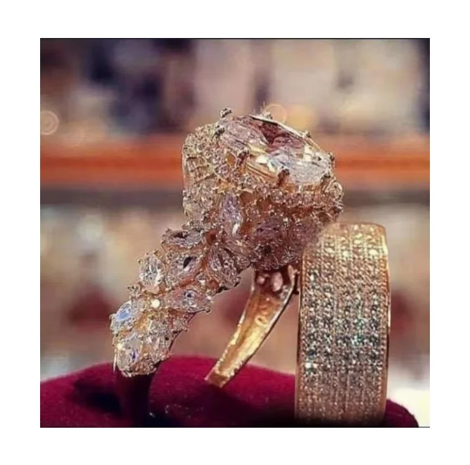 

2021 Luxury Atmospheric Zircon Wedding Rings for Women Exquisite Party Engagement Female Diamond Colorful Rings